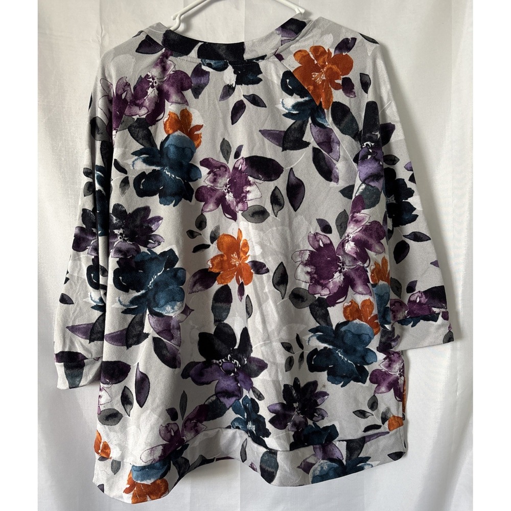 Simply‎ Vera Wang Lightweight Pullover Sweater Floral Gray  Size LG - Picture 3 of 5